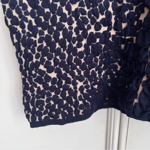 Sioni Textured Sweater Dress Sleeveless Cream and Navy Bodycon Size Medium - Picture 3 of 7